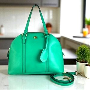 COACH VINTAGE #25671 HAND BAG GREEN PEYTON CORA DOMED‎ SATCHEL PURSE CROSSBODY